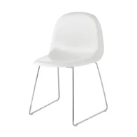 gubi - chaise 3d dining chair structure traîneau chrome - blanc doux/siège hirek plastique/pxhxp 52x82x53,5cm/structure chrome/patins en plastique